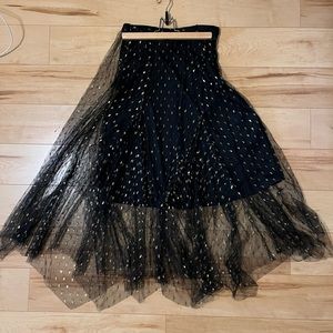 Anthropologie Eva Franco skirt with metallic tulle overlay